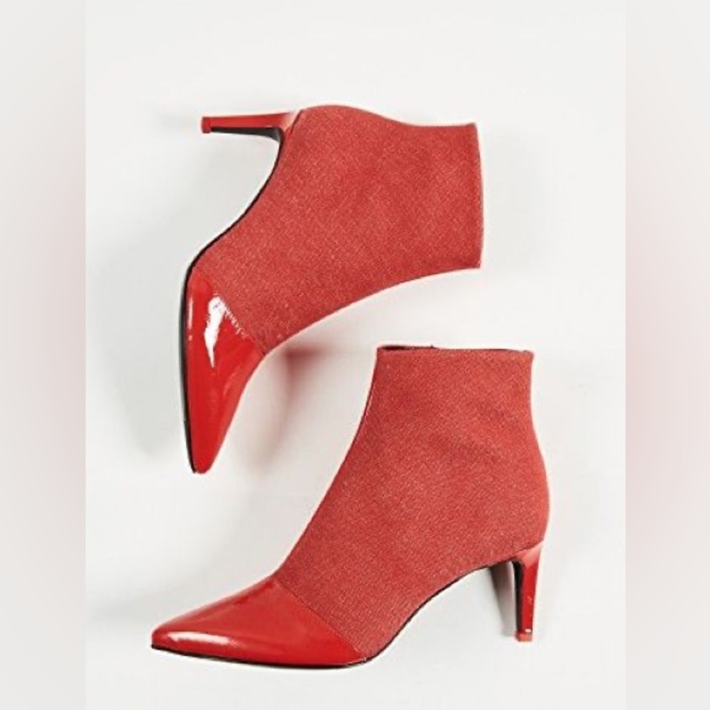 Rag & Bone red denim and patent booties size 7.5